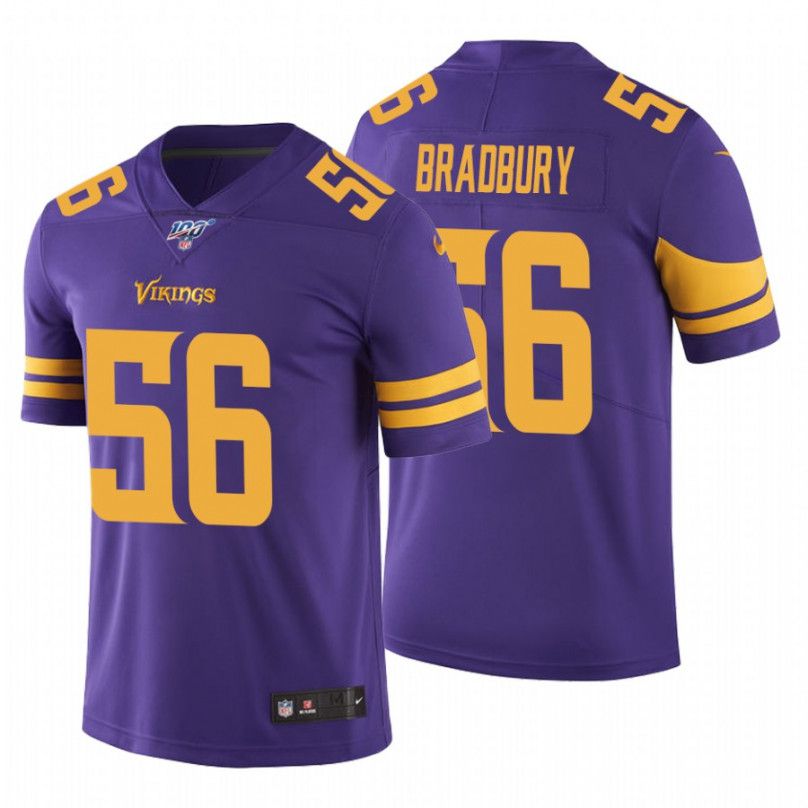 Men Minnesota Vikings 56 Garret Bradbury Nike Purple 100th Vapor Limited NFL Jersey